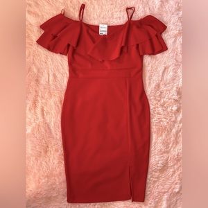 Quiz Off The Shoulders Ruffle Trim Dress